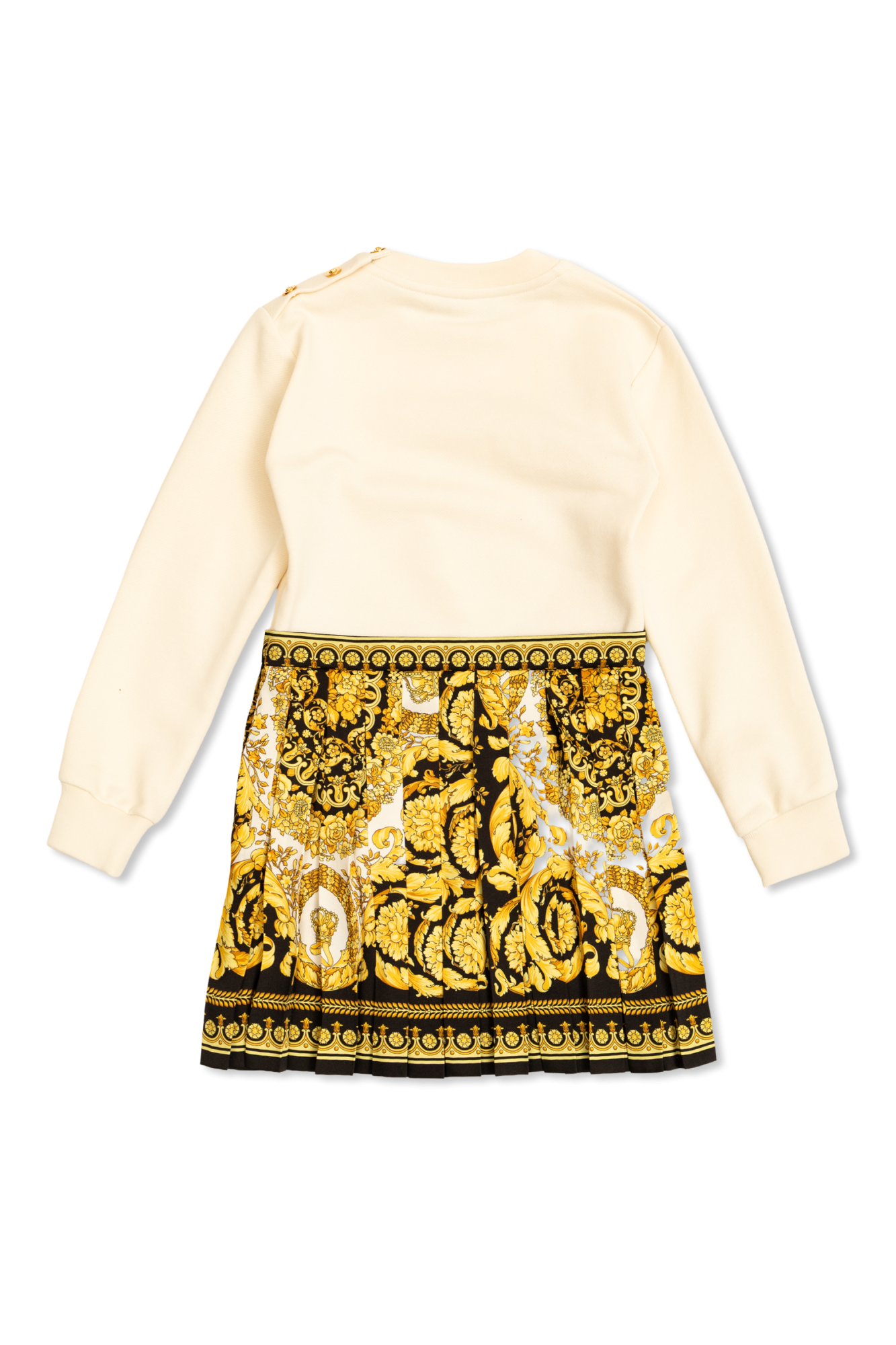 【送料&関税込】Versace Pale Yellow Pleated Mini Skirt With Versace Pale Yellow Pleated Mini Skirt With All-over Logo